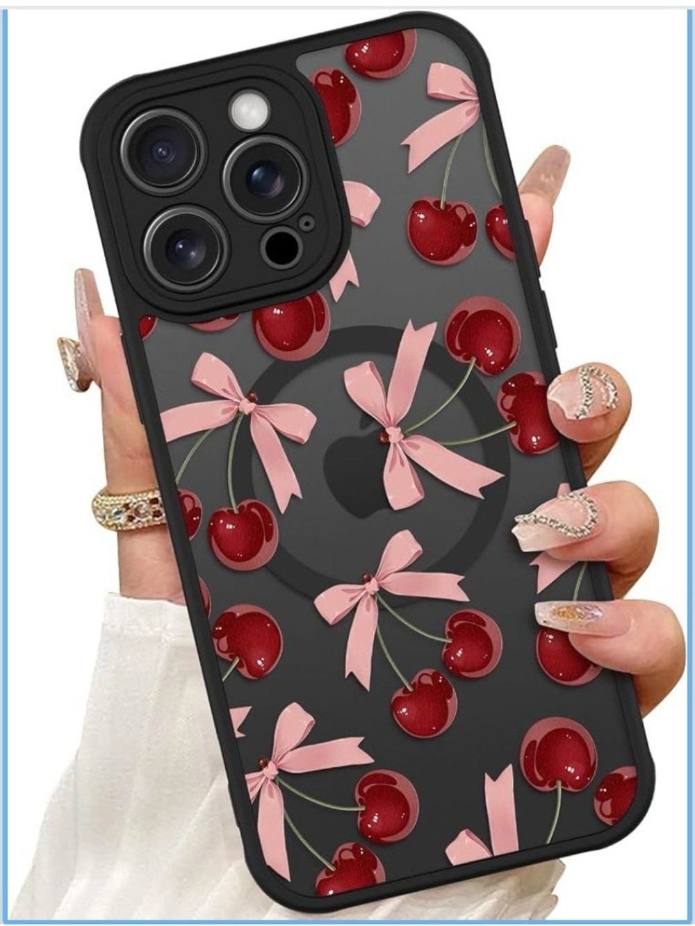 Cherry Bow Phone Case - Pink & Red Design